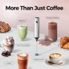 imageYARRAMATE Electric Milk Frother Wand with Stainless Steel Whisk and Stand Fast Rechargeable Coffee Mixer with 3 Speeds Handheld Drink Stirrer Whisk Foam Maker for Lattes Cappuccino Matcha BlackSilver USB No Stand
