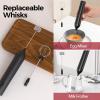 imageYARRAMATE Electric Milk Frother Wand with Stainless Steel Whisk and Stand Fast Rechargeable Coffee Mixer with 3 Speeds Handheld Drink Stirrer Whisk Foam Maker for Lattes Cappuccino Matcha BlackBlack USB No Stand
