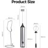 imageYARRAMATE Electric Milk Frother Wand with Stainless Steel Whisk and Stand Fast Rechargeable Coffee Mixer with 3 Speeds Handheld Drink Stirrer Whisk Foam Maker for Lattes Cappuccino Matcha BlackSilver USB With Stand