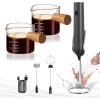 imageYARRAMATE Black Powerful Milk Frother Wand ampamp 34 oz100ML Glass Measuring Cups