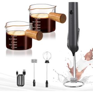 imageYARRAMATE Black Powerful Milk Frother Wand ampamp 34 oz100ML Glass Measuring Cups