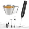 imageYARRAMATE 100ML Metal Measuring Cup ampamp Black Powerful Milk Frother Wand