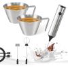 imageYARRAMATE 100ml Metal Measuring Cups ampamp Silver Powerful Milk Frother Wand
