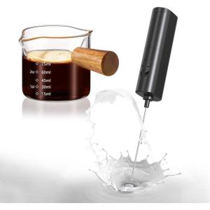 imageYARRAMATE 100ML Glass Measuring Cup ampamp Mini Powerful Milk Frother Wand