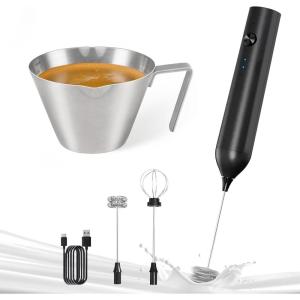 imageYARRAMATE 100ML Metal Measuring Cup ampamp Black Powerful Milk Frother Wand