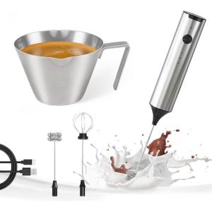 imageYARRAMATE 100ML Metal Measuring Cup ampamp Silver Powerful Milk Frother Wand