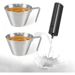imageYARRAMATE 100ml Metal Measuring Cups ampamp Mini Powerful Milk Frother Wand