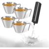 imageYARRAMATE Milk Frother Wand Handheld ampamp 4 Pcs Stainless Steel Espresso Cups