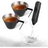 imageYARRAMATE Mini Powerful Milk Frother Wand ampamp 100ml Metal Measuring Cups Black