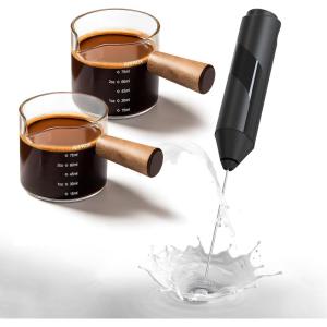 imageYARRAMATE Mini Powerful Milk Frother Wand ampamp 100ML Glass Measuring Cups