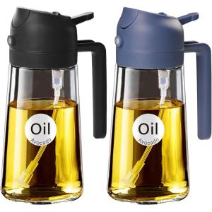 imageYARRAMATE 16oz470ml Glass Olive Oil Sprayer for Cooking with Stickers 2 in 1 Oil Dispenser for Kitchen Gadgets Food Grade Premium Spray Bottle for Salad Frying BBQ Pomelo212Pcs BlackNavy