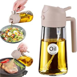 imageYARRAMATE 16oz470ml Glass Olive Oil Sprayer for Cooking with Stickers 2 in 1 Oil Dispenser for Kitchen Gadgets Food Grade Premium Spray Bottle for Salad Frying BBQ Pomelo131Pc LotusRootPink