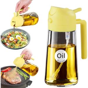 imageYARRAMATE 16oz470ml Glass Olive Oil Sprayer for Cooking with Stickers 2 in 1 Oil Dispenser for Kitchen Gadgets Food Grade Premium Spray Bottle for Salad Frying BBQ Pomelo111Pc Pomelo