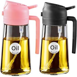imageYARRAMATE 16oz470ml Glass Olive Oil Sprayer for Cooking with Stickers 2 in 1 Oil Dispenser for Kitchen Gadgets Food Grade Premium Spray Bottle for Salad Frying BBQ Pomelo222Pcs BlackPink