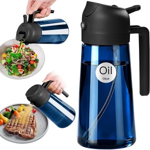 image:imageYARRAMATE 16oz470ml LightBlocking Dark Oil Sprayer for Cooking 2 in 1 Olive Oil Dispenser Bottle for Kitchen Premium Blue Glass Oil Bottle FoodGrade Oil Mister for Air Fryer BBQ Navy01Black