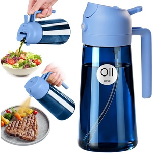 image:imageYARRAMATE 16oz470ml LightBlocking Dark Oil Sprayer for Cooking 2 in 1 Olive Oil Dispenser Bottle for Kitchen Premium Blue Glass Oil Bottle FoodGrade Oil Mister for Air Fryer BBQ Navy03Skyblue