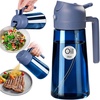 image:imageYARRAMATE 16oz470ml LightBlocking Dark Oil Sprayer for Cooking 2 in 1 Olive Oil Dispenser Bottle for Kitchen Premium Blue Glass Oil Bottle FoodGrade Oil Mister for Air Fryer BBQ BlackNavy02Navy