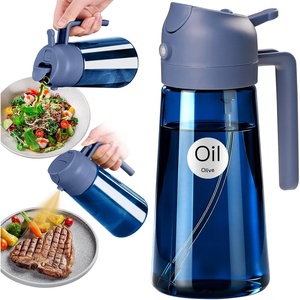 image:imageYARRAMATE 16oz470ml LightBlocking Dark Oil Sprayer for Cooking 2 in 1 Olive Oil Dispenser Bottle for Kitchen Premium Blue Glass Oil Bottle FoodGrade Oil Mister for Air Fryer BBQ BlackNavy02Navy