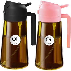 image:imageYARRAMATE 16oz470ml LightBlocking Dark Oil Sprayer for Cooking 2 in 1 Olive Oil Dispenser Bottle for Kitchen Premium Blue Glass Oil Bottle FoodGrade Oil Mister for Air Fryer BBQ BlackNavy2Pcs PinkBlack