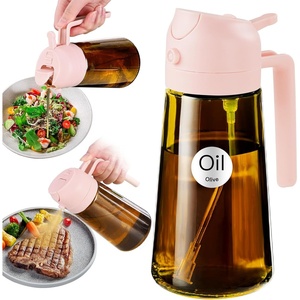 image:imageYARRAMATE 16oz470ml LightBlocking Dark Oil Sprayer for Cooking 2 in 1 Olive Oil Dispenser Bottle for Kitchen Premium Blue Glass Oil Bottle FoodGrade Oil Mister for Air Fryer BBQ BlackNavy1Pc PeachPink