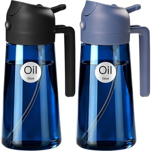 image:imageYARRAMATE 16oz470ml LightBlocking Dark Oil Sprayer for Cooking 2 in 1 Olive Oil Dispenser Bottle for Kitchen Premium Blue Glass Oil Bottle FoodGrade Oil Mister for Air Fryer BBQ BlackNavyBlackNavy