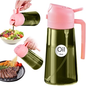 image:imageYARRAMATE 16oz470ml LightBlocking Dark Oil Sprayer for Cooking 2 in 1 Olive Oil Dispenser Bottle for KitchenDark Green Glass Oil Bottle FoodGrade Oil Mister for Air Fryer BBQ LotusRootPink07Pink