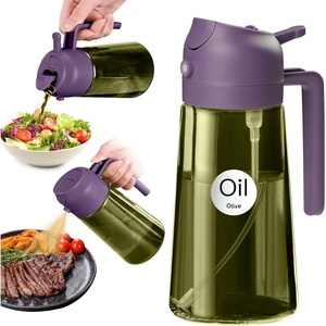 image:imageYARRAMATE 16oz470ml LightBlocking Dark Oil Sprayer for Cooking 2 in 1 Olive Oil Dispenser Bottle for KitchenDark Green Glass Oil Bottle FoodGrade Oil Mister for Air Fryer BBQ LotusRootPink09Purple